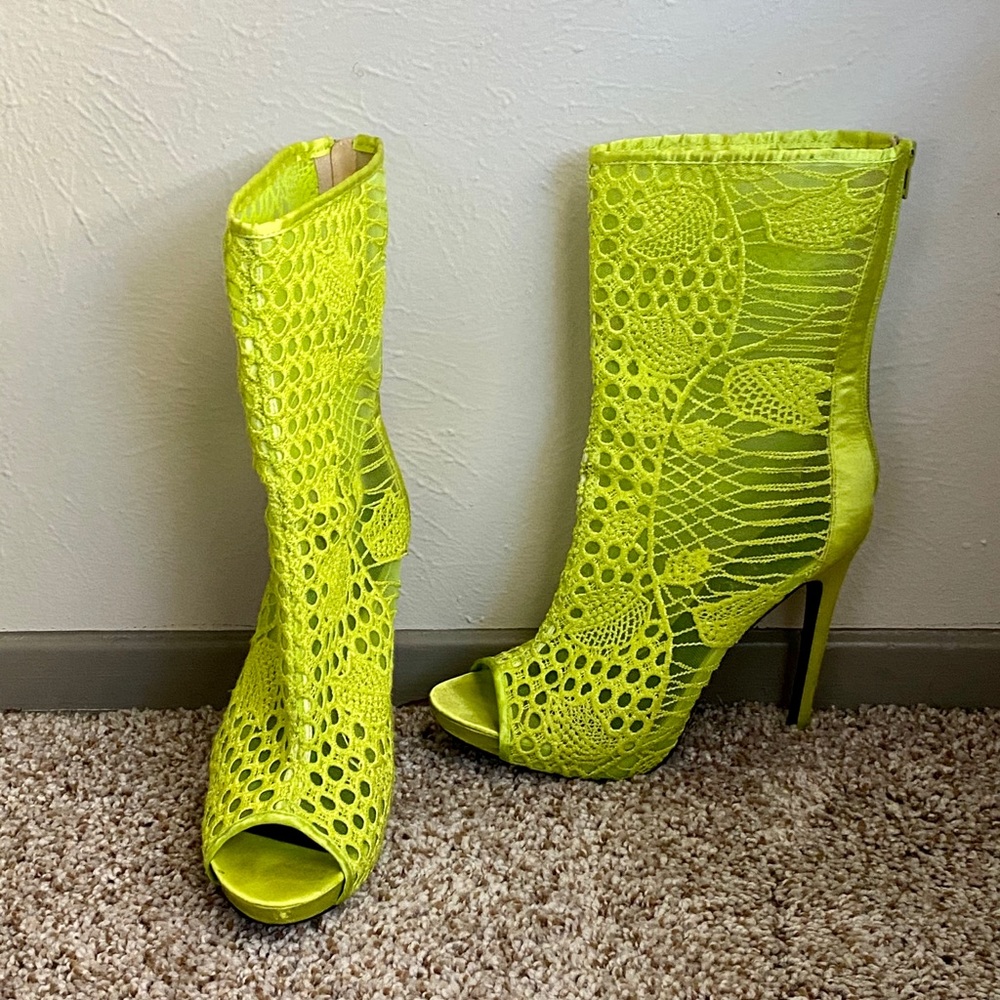 Lace Neon Green Booties